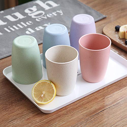 [Australia - AusPower] - Choary Eco-friendly Unbreakable Reusable Drinking Cup for Adult(12 OZ), Wheat Straw Biodegradable Healthy Tumbler Set 5-Multicolor, Dishwasher Safe 5 Count (Pack of 1) 