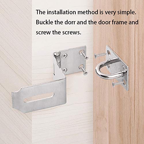 [Australia - AusPower] - HOWDIA 4 Inch Door Hasp Latch 90 Degree, Stainless Steel Safety Right Angle Padlock Hasp Locking Latch Security Door Clasp Hasp Lock Latch for Push/Sliding/Barn Door, 2mm Thick, Brushed Silver 