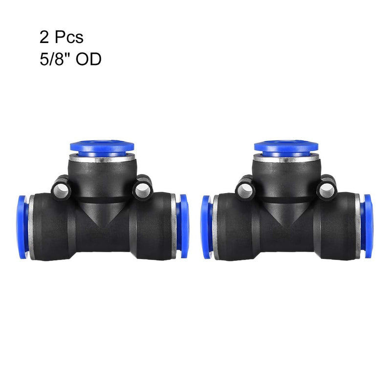 [Australia - AusPower] - uxcell Plastic Tee Push to Connect Tube Fittings 16mm or 5/8" OD Push Lock Blue 2pcs 
