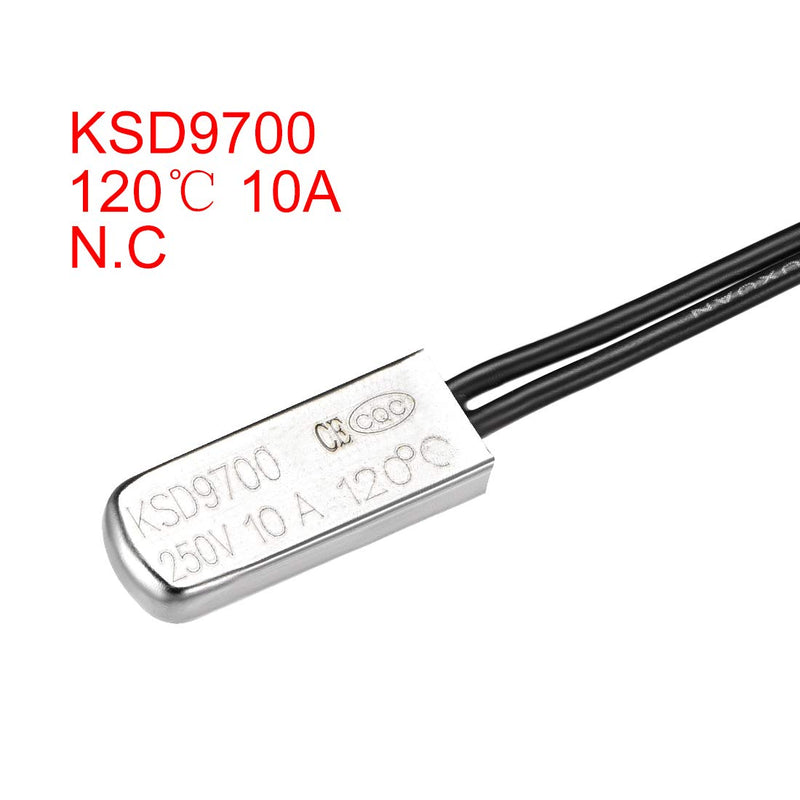 [Australia - AusPower] - uxcell KSD9700 Thermostat, 120℃ Normally Close Temperature Switch Thermal Switch, N.C 10A Metal Temperature Controller 2pcs 