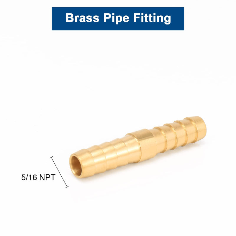 [Australia - AusPower] - BathAce Brass Hose Barb Fitting Splicer Mender, Quick Connect Threaded Pipe Adapter Heavy Duty M Type Fitting Union Air Gas Water Fuel, 2 Pack (5/16 Barb x 5/16 Barb) 5/16 Barb x 5/16 Barb 