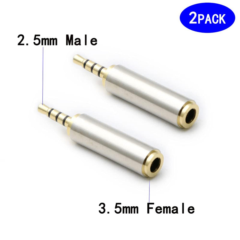 [Australia - AusPower] - RGzhihuifz 3.5mm Female to 2.5mm Male Audio Adapter Converter Headphone 2.5mm to 3.5mm 3 Ring Jack Stereo or Mono 2 Pack 