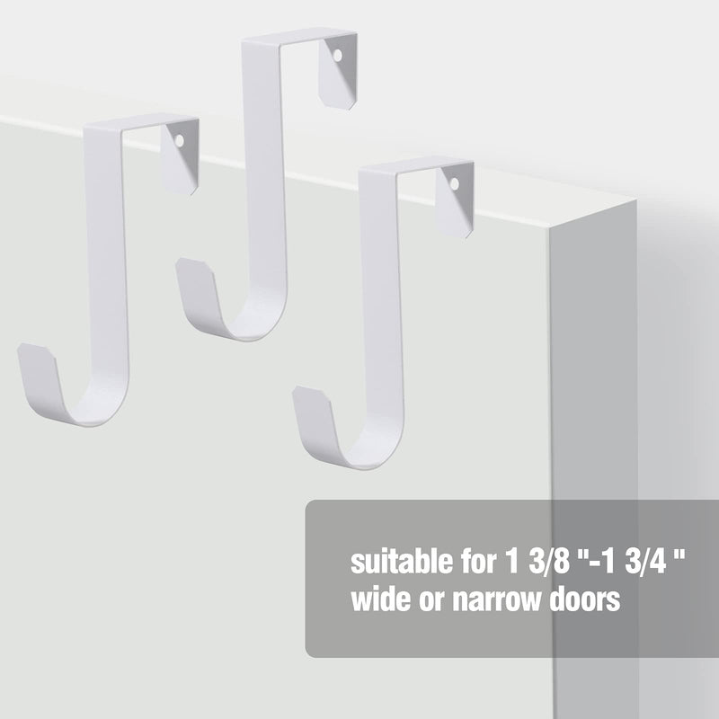 [Australia - AusPower] - 5 Pack Over The Door Hooks, Sturdy Metal Single Over Door Hooks, White Door Hanger Hook Door Hooks for Hanging, Towels, Clothes, Bathroom, Hold Up to 7Lbs 