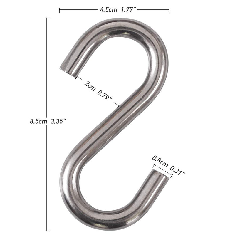 [Australia - AusPower] - Cozihom Heavy-Duty 304 Stainless Steel S Hooks, 3 Inch Hammock, Swing S Hooks, Industrial Grade Quality Utility Hooks 2 Packs 