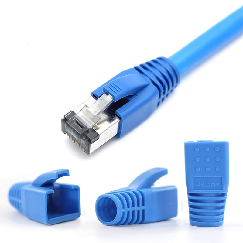 [Australia - AusPower] - 50 Pcs Cat6A Cat7 Cat8 Strain Relief Boot, RJ45 Plug Connector Cover Modular Network Plug Connector Cap Cable Connector Boots, Blue 