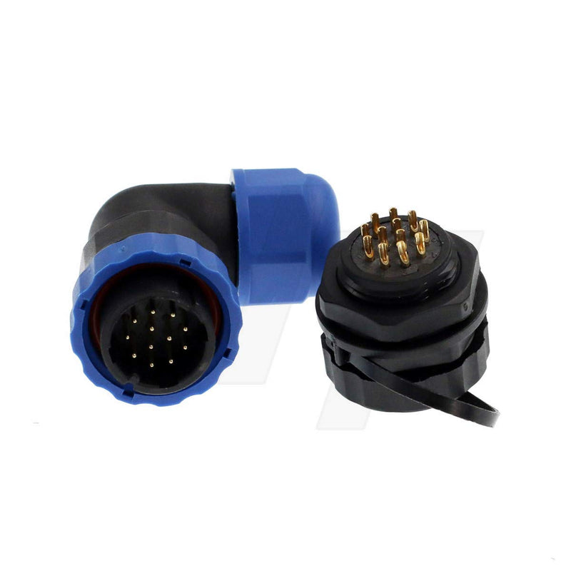 [Australia - AusPower] - HangTon SD20 Circular Aviation 12 Pin Connector Waterproof IP68 Right Angle Cable Plug Panel Mount Socket 