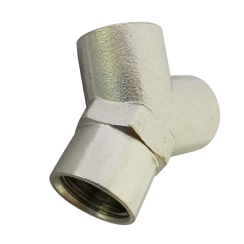 [Australia - AusPower] - Pysrych Brass Nickel Plated Pipe Fitting Wye Tee 3 ways Connector 3/8" NPT Female x 3/8" NPT Female x 3/8" NPT Female, Pack of 2 3/8" FNPT x 3/8" FNPT x 3/8" FNPT Female x Female x Female Tee 
