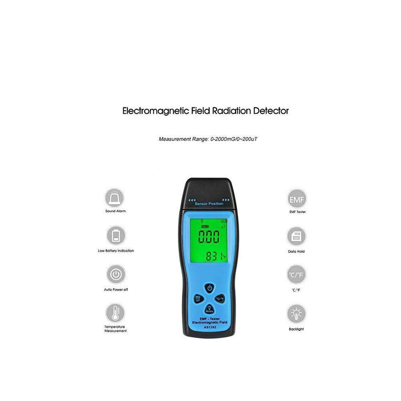 [Australia - AusPower] - EMF Meter,Handheld Electromagnetic Field Tester, Radiation Meter, 0?2000mG/0?200?T, 0.1?T Resolution, 30Hz?300Hz, for Home Appliances, Power Lines and Industrial Equipments 