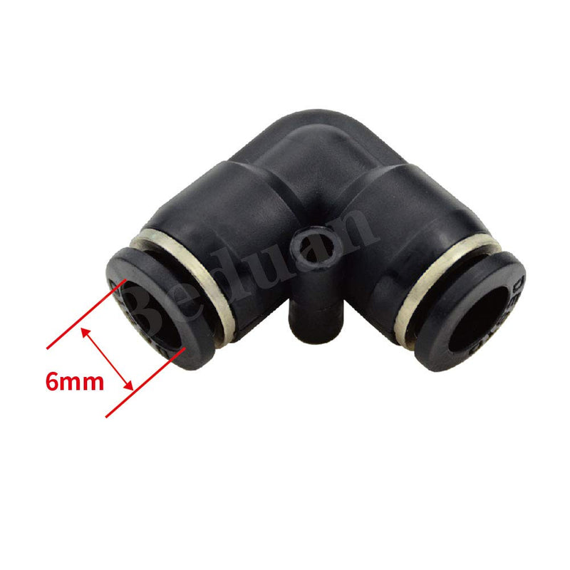 [Australia - AusPower] - Beduan Push to Connect Fitting Elbow, 6mm x 6mm Tube OD Pneumatic 90° Degree Adapter Push in Fitting for Air Compressor （Pack of 10） 