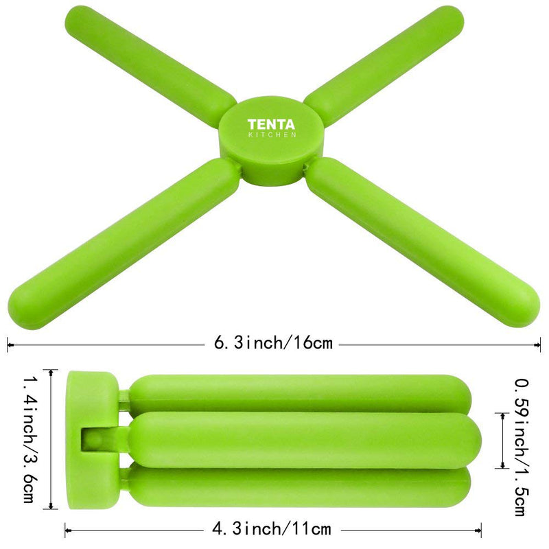 [Australia - AusPower] - TENTA Kitchen Utility Foldable Silicone Trivets, Expandable/Collapsible Trivets, Stretch Expandable Silicone Trivet, Green/Blue (Pack of 2) Cross 2pcs 