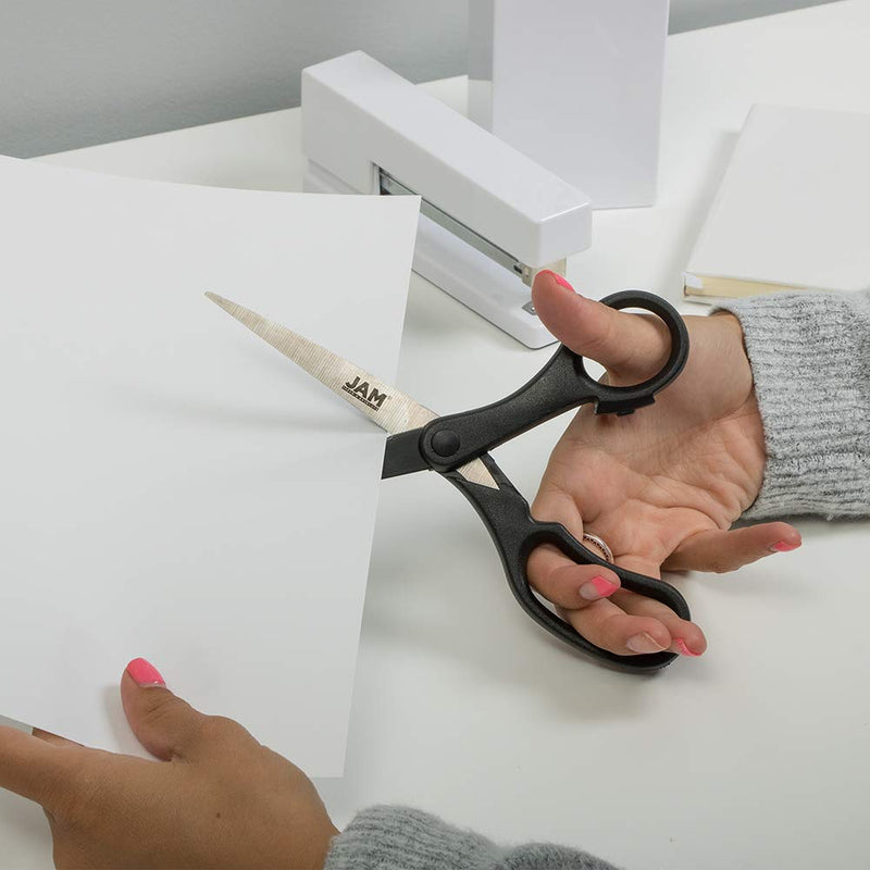 [Australia - AusPower] - JAM PAPER Multi-Purpose Precision Scissors - 8 Inch - Black - Ergonomic Handle & Stainless Steel Blades - Sold Individually 