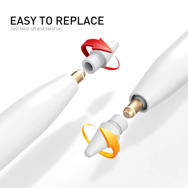 [Australia - AusPower] - Delidigi Compatible with Apple Pencil Tips, High Sensitivity Nibs Tips Replacement Compatible with Apple Pencil 1st and 2nd Generation (White Tips) 