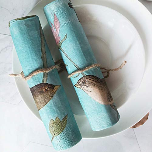 [Australia - AusPower] - Paper Napkins, Alink Luncheon Party Napkins Serviettes Printed Birds 20 Count 2-Ply, 13 x 13 Inch Blue 