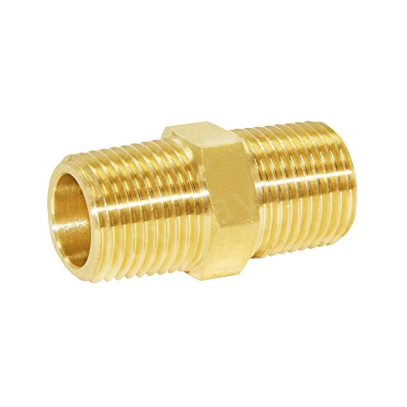 [Australia - AusPower] - Joywayus 5Pcs Brass Pipe Fitting Hex Nipple Equal 1/4" Male NPT Male Air Fuel Water 1/4"NPT Male x Male 