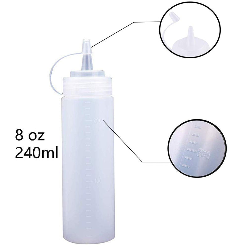 [Australia - AusPower] - 12 Pack 8 oz Plastic Squeeze Bottles Multipurpose Squirt Bottles for Ketchup,Condiments,BBQ Sauce,Dressing,Barbecue,Grilling,Crafts,Syrup and More 8OZ 
