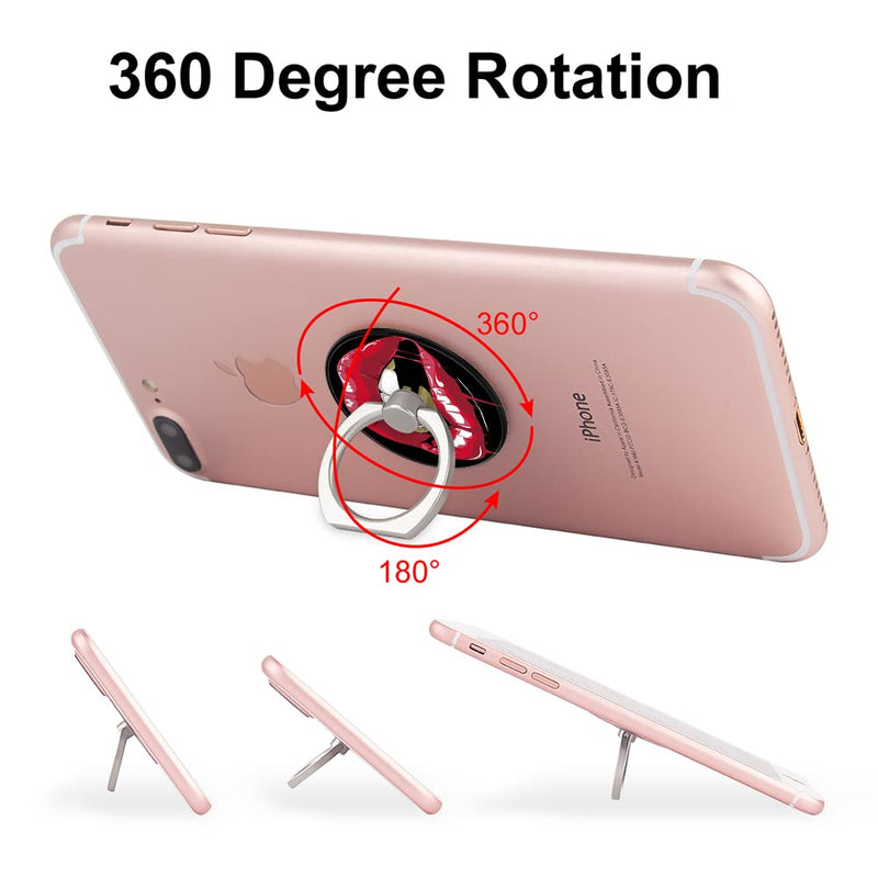 [Australia - AusPower] - BF2JK Three Pack Cell Phone Ring Holder - Finger Ring & Stand for Smartphones,Tablets,Pads and Most Cases (Except Silicone/Leather) - Pink Red Lips in Bullet Purple Lips with Diamond 