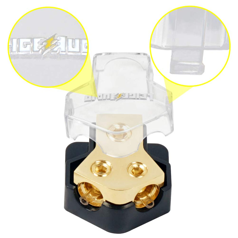 [Australia - AusPower] - LEIGESAUDIO 0/2/4 Gauge in 4/8 Gauge Out 2 Way Amp Copper Power Distribution Block for Car Audio Splitter (1PACK) 1PACK 