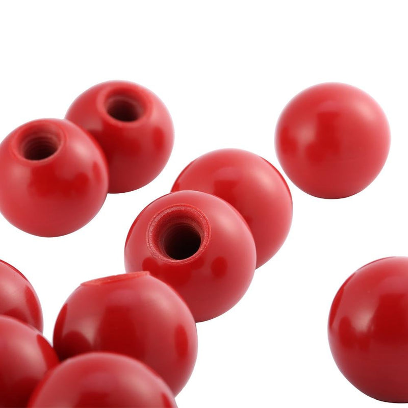 [Australia - AusPower] - SoarUp 10pcs Threaded Control Knobs Machine Operation Ball Handles, Universal Lathe Tractor Machine Plastic Round Ball Knob Handle Black/Red Color(Red-AM8x25) 