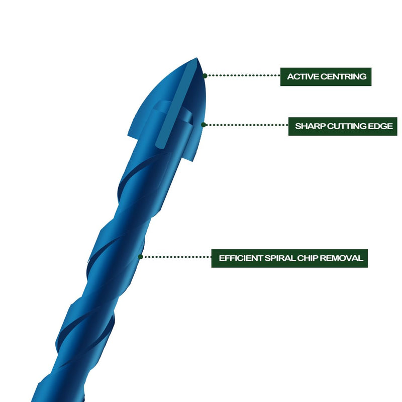 [Australia - AusPower] - JOERIC Masonry Drill Bit Set, 10 Pieces Concrete Drill Bits Set Ceramic Drill Bit Carbide for Ceramic Tile, Plastic, Wall, Brick, Cement, Concrete, Wood with Size 3/16â€ to 1/2â€(Blue) Blue 