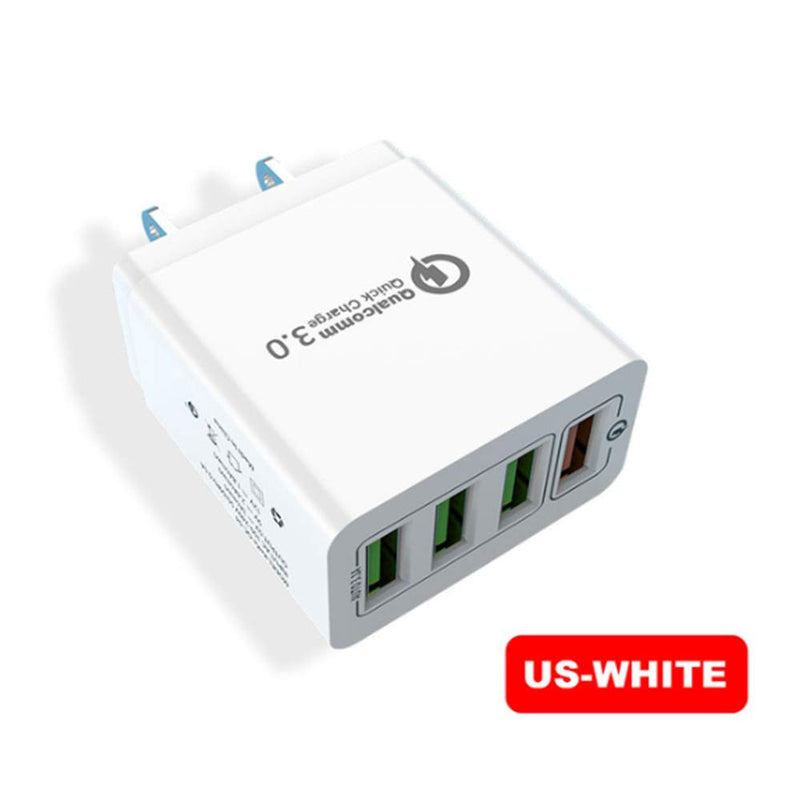 [Australia - AusPower] - Power Adapter Quick Charge 3.0 USB Wall Charger Ylishi QC3.0 4USB Multi-Port 5V/9V/12V Travel Charger (White) White 