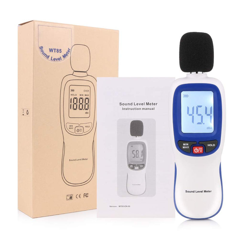 [Australia - AusPower] - Decibel Sound Meter, Hand-Held Sound Level Meter 30dB to 13dB(A), Noise Meter Monitor with Backlight Alert, Noise Level Meter Tool for Home Office Job-site White 