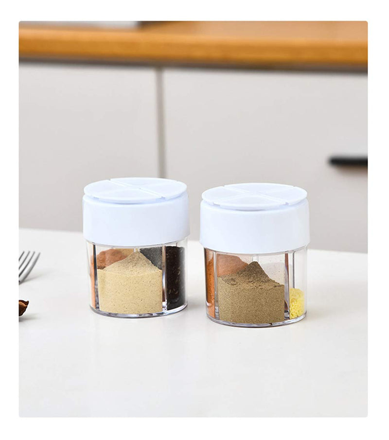 [Australia - AusPower] - AKOAK 1 Pack Multifunctional Four Room Seasoning Bottle Plastic Transparent Storage Box Household Kitchen Seasoning Small Powder Jar 