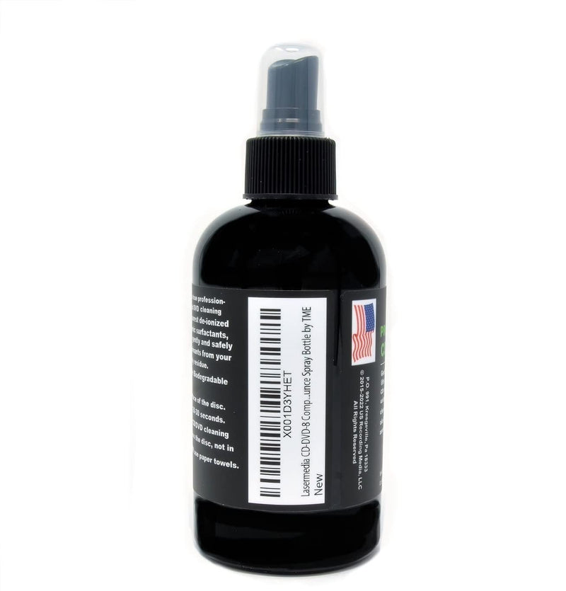 [Australia - AusPower] - Compact Disc CD CDR and DVD DVD-R Cleaning Solution Fluid (Not a Scratch Remover) 8 Ounce (237 ML) Spray Bottle Cleaner CD-DVD-8 Made in USA Lasermedia 