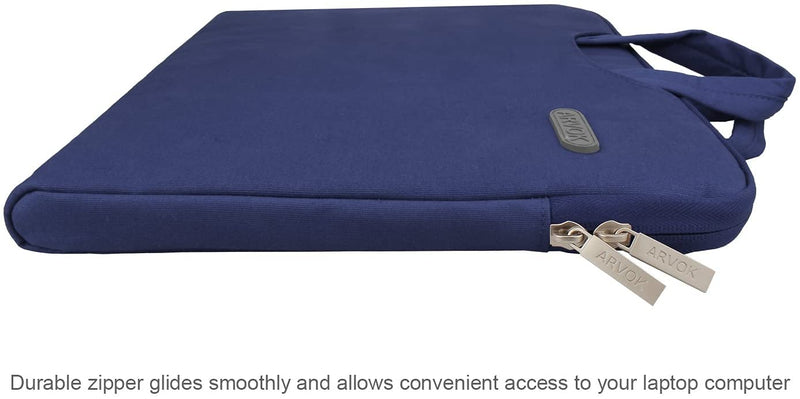 [Australia - AusPower] - Arvok Water-resistant Laptop Sleeve Bag with Handle Briefcase Carrying Bag (15.6 inch, Denim Blue with collapsible handles) 
