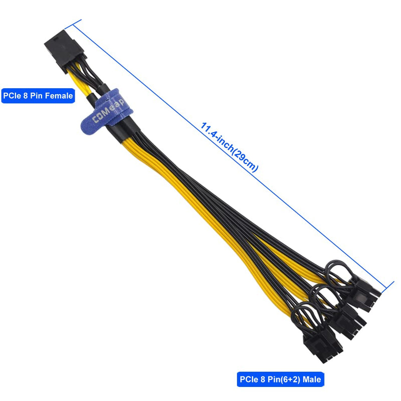 [Australia - AusPower] - COMeap GPU VGA PCIe 8 Pin Female to 3X 8 Pin(6+2) Male PCI Express Adapter Splitter Extension Cable for Bitcoin Ethereum Mining 11.4-inch(29cm) 3x8pin(6+2) 
