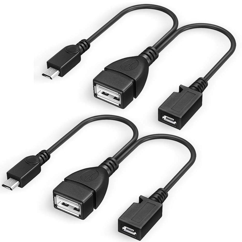 [Australia - AusPower] - [2 Pack] ANDTOBO 2-in-1 Micro USB OTG Adapter with Power for Fire Stick/Host Devices etc- Black 2 Pack 