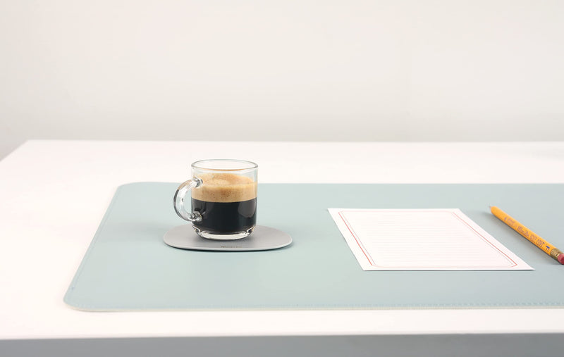 [Australia - AusPower] - DeskPaw Dual-Sided Leather Desk Pad,Blotter for Laptop Computer,Mouse Pad,Writing,Drawing,Arts and Craft Mat (Blue/Silver, 17"x35”) 17"x35” Blue/Silver 