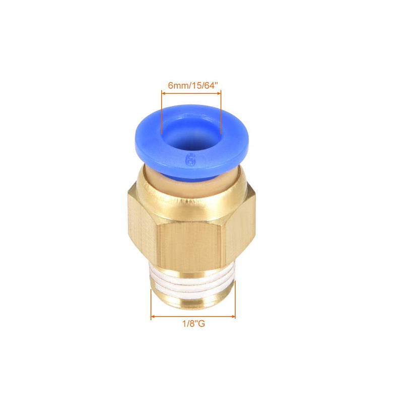 [Australia - AusPower] - uxcell Straight Pneumatic Push to Quick Connect Fittings G1/8 Male x 6mm Tube OD 10pcs 