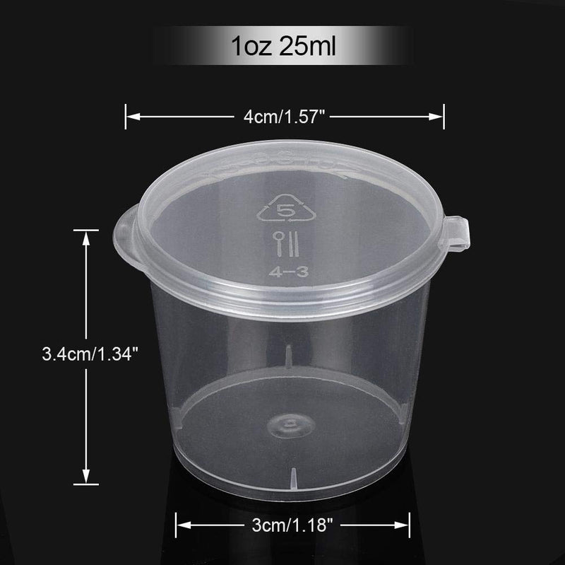 [Australia - AusPower] - Yosoo 50 Pcs Plastic Disposable Portion Cups,1-Ounce Souffle Cup with Lids,Leak-Proof Clear Thicken Storage Container Storage Box Slime 