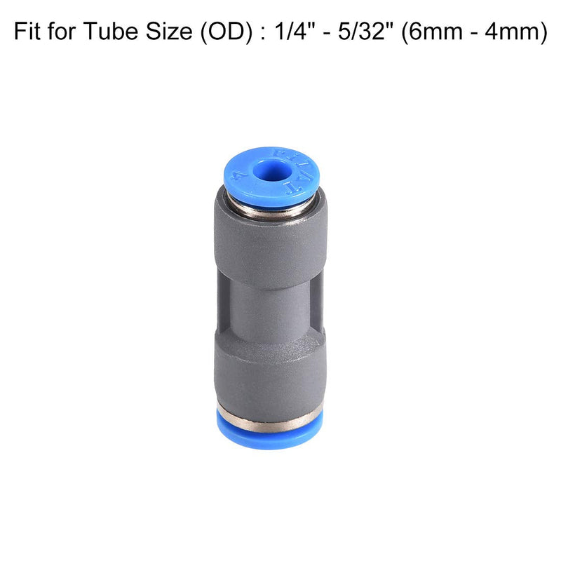 [Australia - AusPower] - uxcell Straight Push to Connector Reducer Fitting 6mm to 4mm Quick Release Pneumatic Connector Plastic Union Pipe Tube Fitting Grey 5Pcs 6-4mm 
