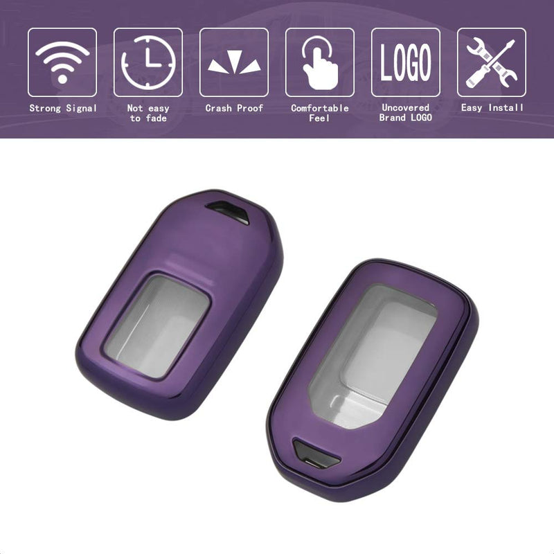 [Australia - AusPower] - TANGSEN Smart Key Fob Case Purple TPU Protective Cover Compatible with HONDA ACCORD HYBRID CIVIC CROSSTOUR CR-V CR-Z FIT HR-V ODYSSEY EX-L TOURING ELITE RIDGELINE 3 4 5 6 7 Button Keyless Entry Remote Universal Button 