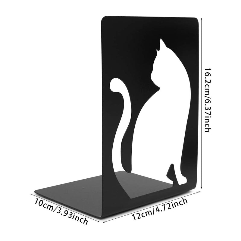 [Australia - AusPower] - Unique Hollow Out Design Cat Bookends Student Book Ends Metal Office Desk School Library Decoration Bookshelf Book Organizer for Christmas Birthday Gift 