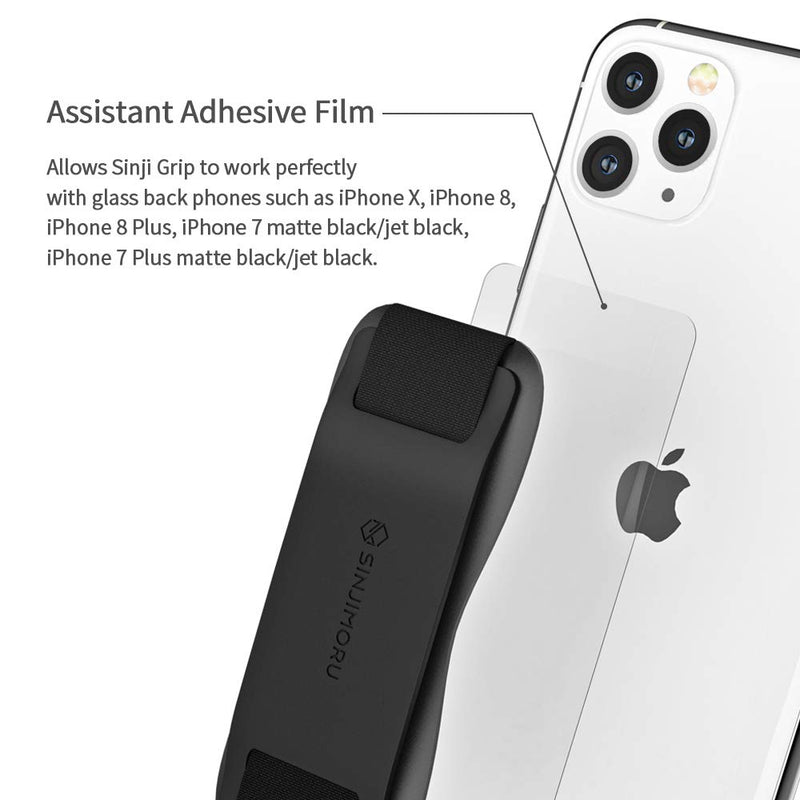 [Australia - AusPower] - Sinjimoru Silicone Mobile Phone Grip with Stand, Cell Phone Stand for Desk & Secure iPhone Holder Strap for All Smartphone. Sinji Grip Silicone Black 