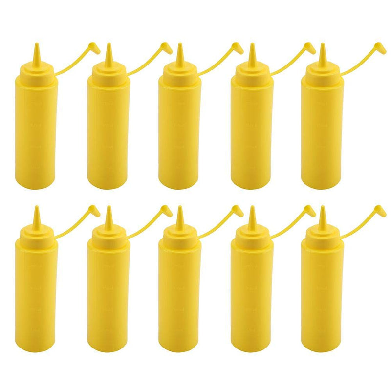 [Australia - AusPower] - 240ml 10 Pack Plastic Squeeze Condiment Bottle Squirt Bottles with Twist On Cap Lids Perfect For Ketchup, BBQ, Sauces, Condiments, Dressings and More(Yellow) White 