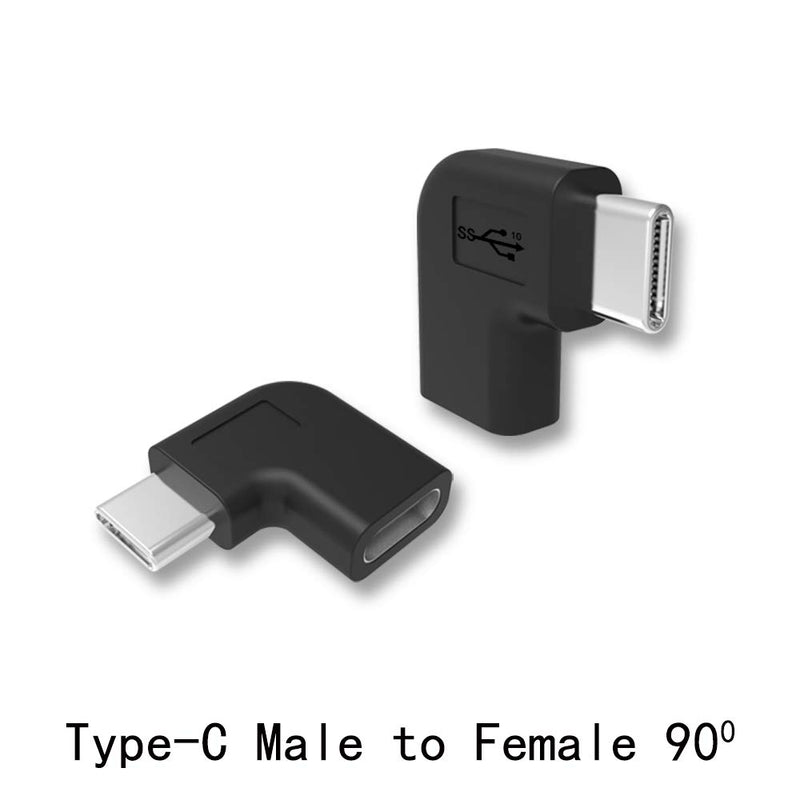 [Australia - AusPower] - Type-C Right Angle Adapter,Type-C Male to Type-C Female Adapter， 2-Pack，90 Degree Type C Adapter,Right & Left Angled 90 Degree Type-C Extension Adapter for Laptop & Tablet & Mobile Phone 