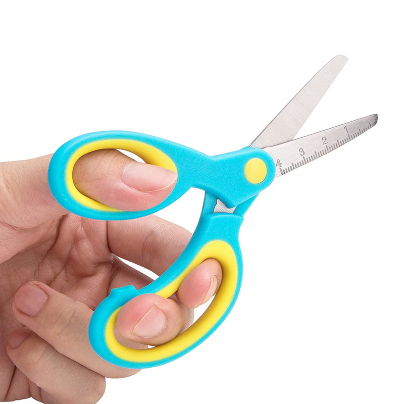 [Australia - AusPower] - Left-handed Kids Scissors by Astrowinter (Pack of 5, Rounded-tip, 5.2-Inch) - Lefty Soft Touch Blunt School Student Scissors Shears AW-004-C 