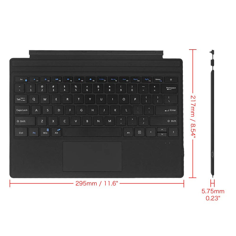 [Australia - AusPower] - Fintie Type Cover for Microsoft Surface Pro 7 Plus/Pro 7 / Pro 6 / Pro 5 / Pro 4 / Pro 3, Ultrathin Portable Wireless Bluetooth Keyboard with Built-in Rechargeable Battery (Black) 
