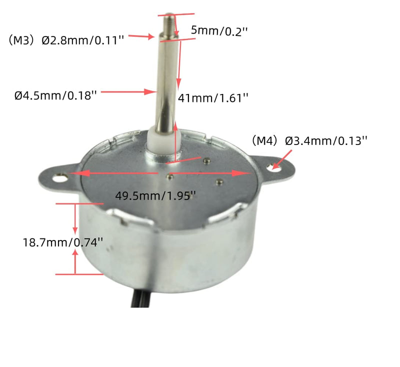 [Australia - AusPower] - CHANCS Synchronous Motor TYC-40 AC 12V 5RPM Shaft Length 4.6cm for Fiber Optic Christmas Ornament (2PCS) 2PCS 
