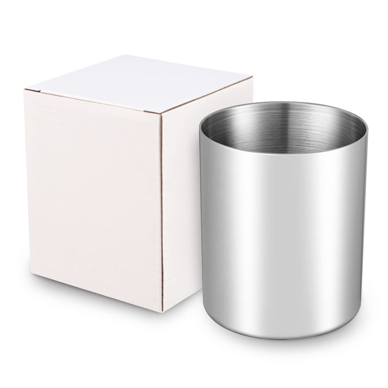 [Australia - AusPower] - Silver Pencil Holder for Desk,304 Stainless Steel Desktop Pen Holder,Pencil Holder,Pencil Cup,Pencil Pot, Makeup Brush Holder,Stationery Organizer Silver 