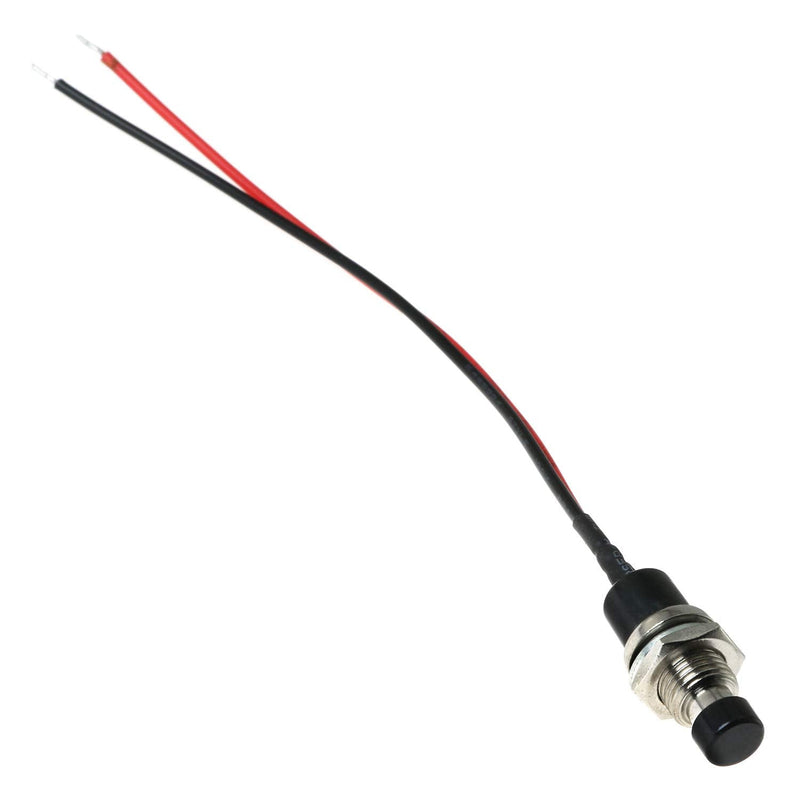 [Australia - AusPower] - E-outstanding Push Button Switch 5PCS Mini 2Pins 1A 250V AC SPST ON/OFF Normal Open Momentary Push Button Switch with Pre-soldered Wires Black 