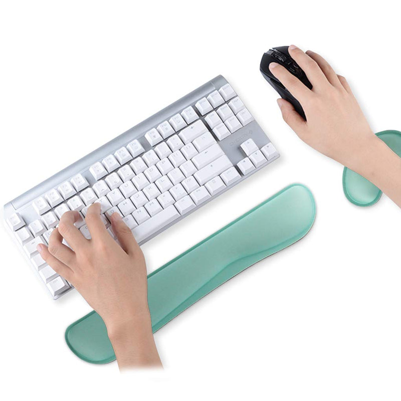[Australia - AusPower] - Poualss Memory Foam Set Keyboard and Mouse Wrist Pad Rest,Cushion Support for Office,Gaming,Computer,Laptop and Mac,Pain Relief& Easy Typing (Mint Green) Mint Green 