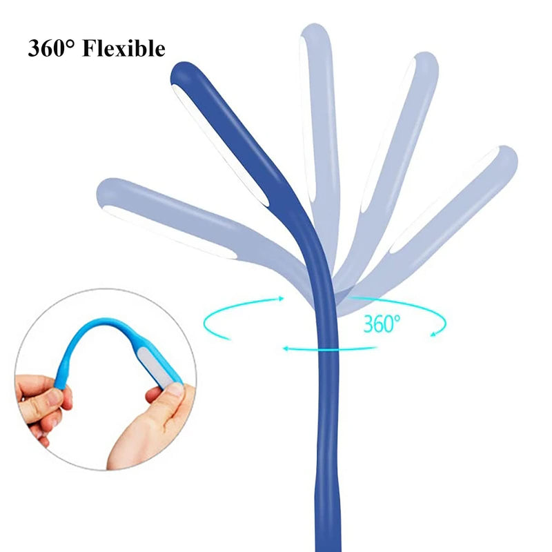 [Australia - AusPower] - Soseelnee Mini Flexible Light, Portable USB Led Reading Night Lamp for PC Laptop Computer Notebook Power Bank - 2 Pack (Blue) Blue 