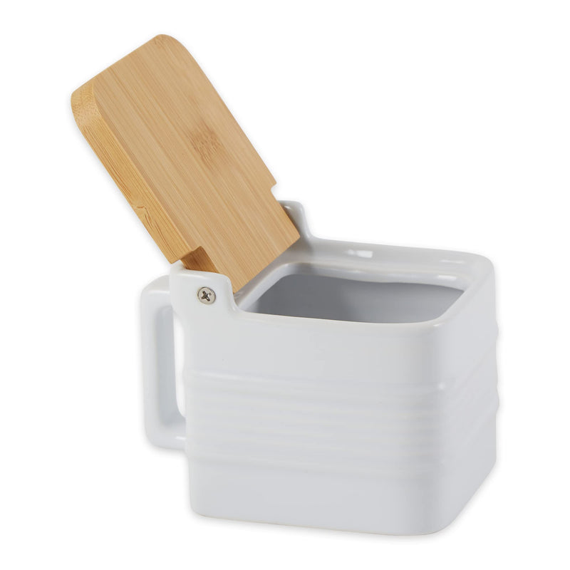 [Australia - AusPower] - RSVP International White Stoneware Kitchen Collection, Salt Box, 4.5x3.25x3.5" 
