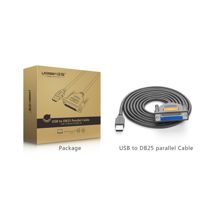 [Australia - AusPower] - UGREEN USB to DB25 Parallel Printer Cable Adapter 6FT Male to Female Connector IEEE 1284 Converter for PC Desktop Laptop Support Windows Mac OS Linux, 6 FT 