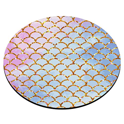 [Australia - AusPower] - Smooffly Mermaid Scales Mousepad Round Mouse Pad Mermaid Mousepads Desk Accessory Cute Circular Mouse Pads Size 7.9 x 7.9 x 0.12 Inch Gmr46 