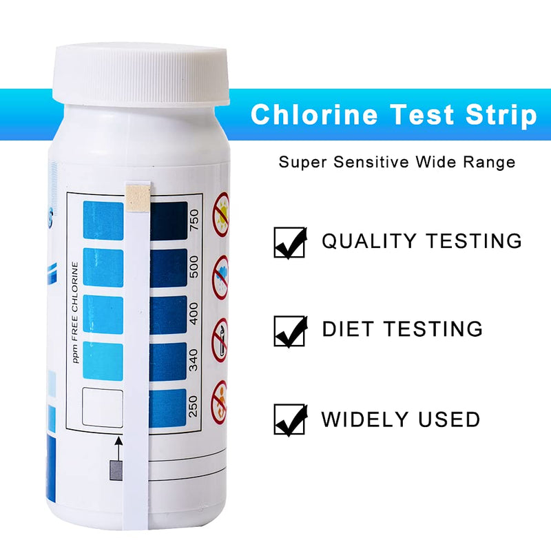 [Australia - AusPower] - SuperCheck Chlorine Test Strips for Food Service, 0-750 ppm, 50 Count, Sanitizer Test Strips, Measure Chlorine Content in Chlorine Sanitizer Solutions, Chlorine Dioxide Test Strips, Chlorine Tester 1 